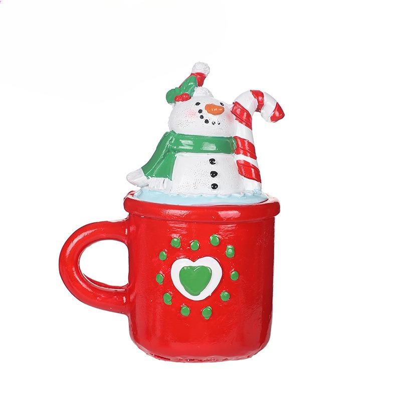 Christmas Decorations, Santa Claus Snowman Resin Cake Figurine, Home Tabletop Decoration