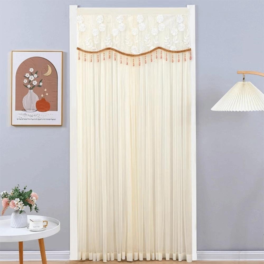

Double Layer Bedroom Partition Sheer Curtain Bead Pendant Door Drapes Privacy 35.43x78.74 in бежевый