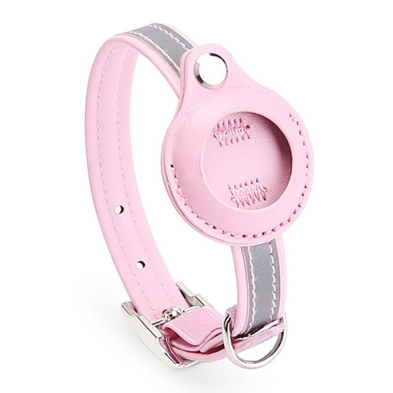Leather Pet Adjustable Collars For Apple Airtag Location Tracker Dog Cat Anti-lost Reflective Protection Case For Airtags Collar