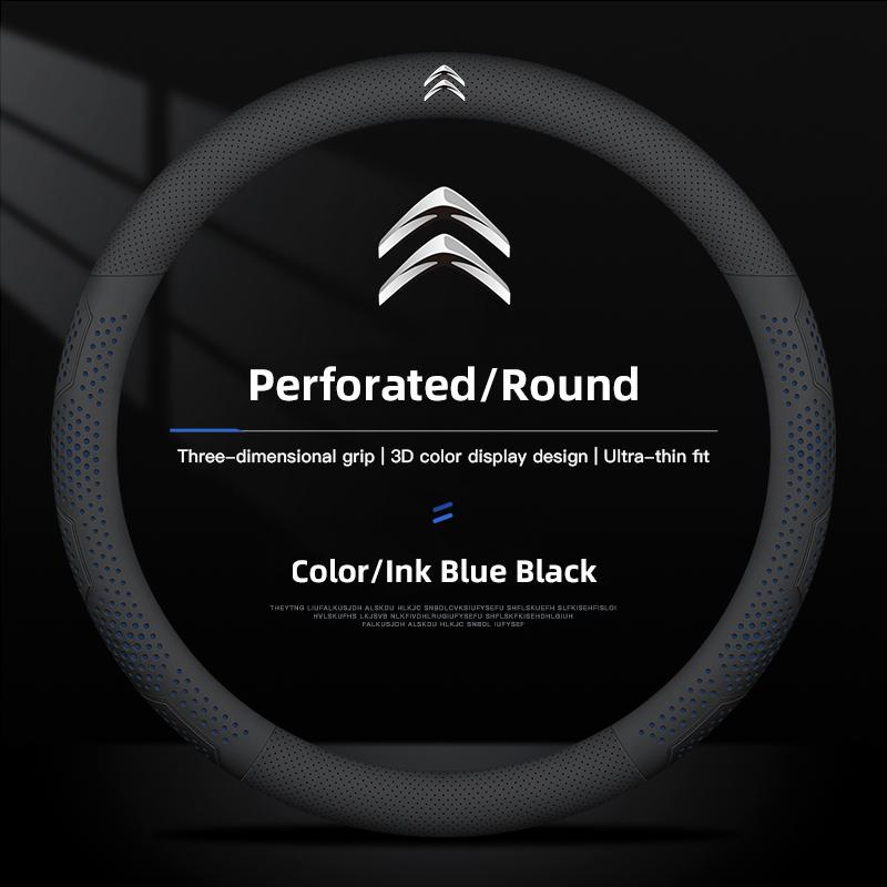 38cm Leather Car Steering Wheel Cover For Citroen C4 C3 C2 C1 DS3 Xsara Picasso Auto Steering Wheel Cover Car Interior keychain