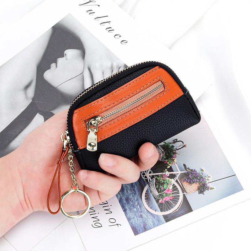 First-layer Cowhide Mini Coin Purse Women Small Exquisite Zipper Loose Large Capacity Key