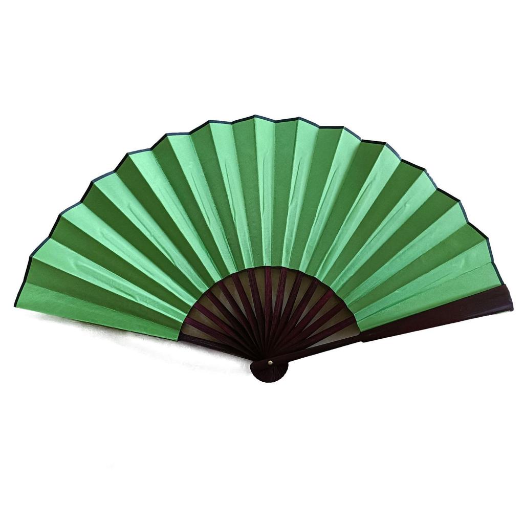 8/10 Inch Men's Silk Folding Fan with Red Bone - Red, Yellow, White & Black Options