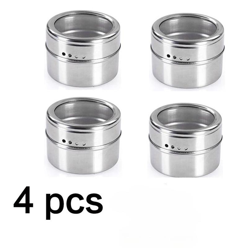 70ml Magnetic Spice Jar Sealed barbecue storage box powder box stainless steel Wall-mounted seasoning tank set with stickers