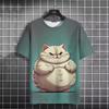 Summer Men's T-Shirt Funny Cat Print Oversized Short Sleeve Man T-Shirt Round Neck Casual Men Women Tee Neutral Clothing 2024