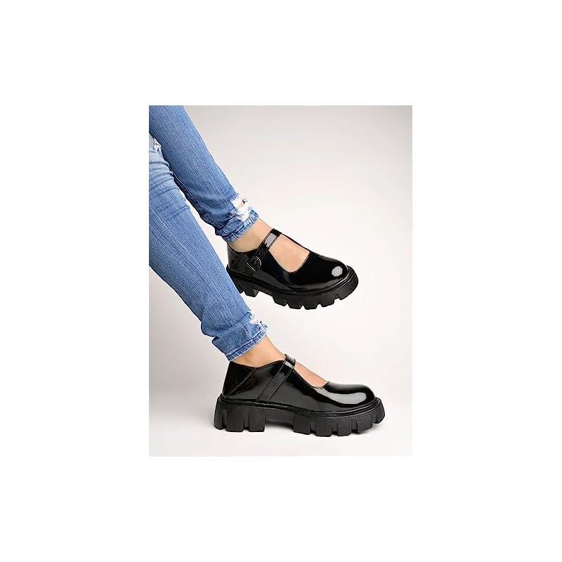 Shoetopia Girls L-111 Black Dress Shoe - 4 Uk (Girls-L-111-Black) 4 UK чёрный