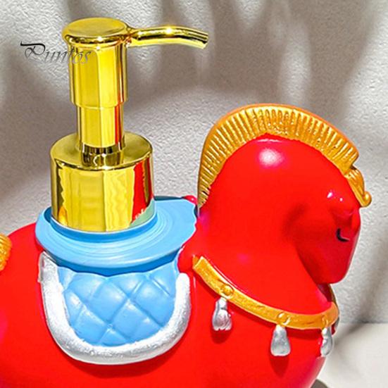 Practical Soap Container Dispenser Horse Design Hand Lotion Shower Dressing Table Holder Gel Bottle with Golden Pump Head Bathroom Accessory Metal
