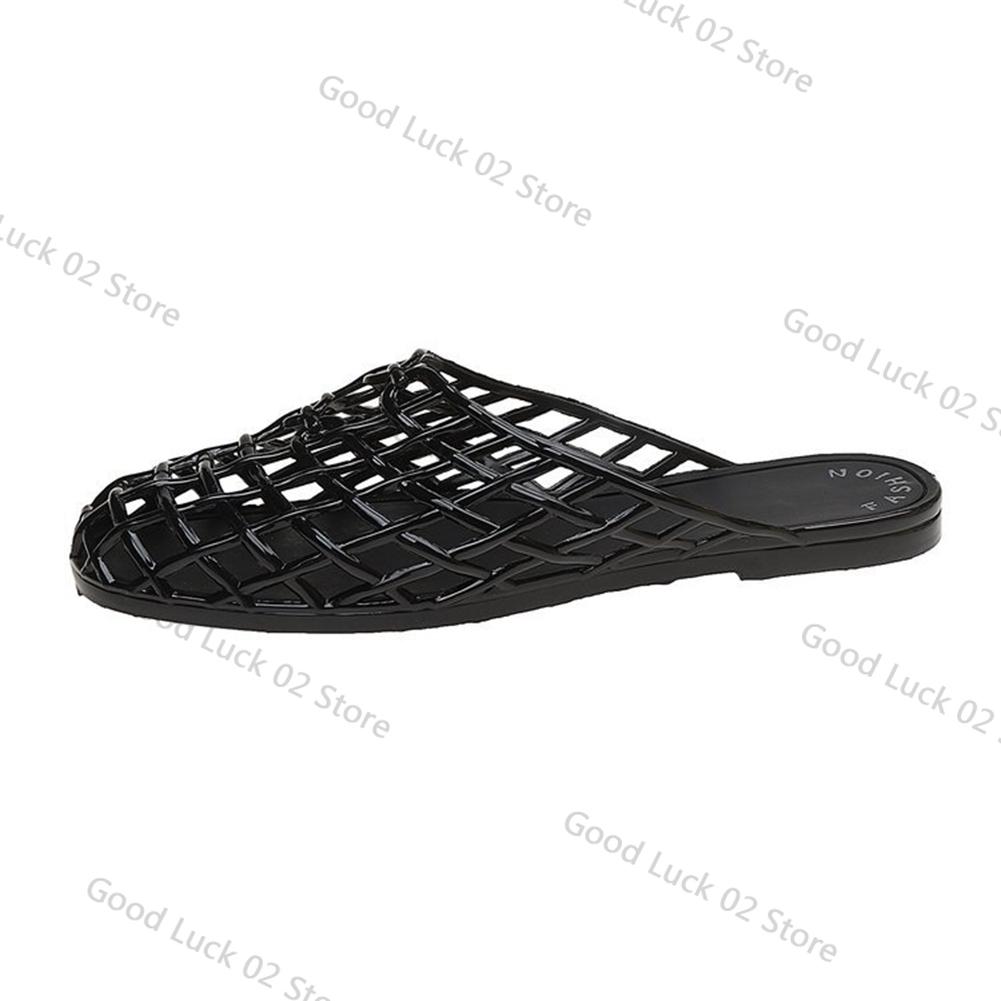 

Модные женские желейные балетки-сетки с закрытым носком, пляжные желейные туфли, легкие повседневные плоские сандалии, дышащие для лета и пляжа 41 чёрный