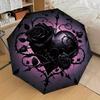 1 Gothic Rose Design Automatic Folding Umbrella | Compact Travel Umbrella with 8 Iron Ribs, Lightweight and Portable, Ideal fo