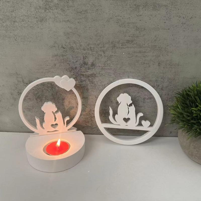 Silikonformen Ringe Katzen Hund Kerzenständerformen Einsatz Kerzenhalterformen Ornament Gipsformen für Tischdekorationen