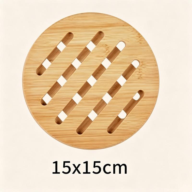 Portable Placemat Thickened Circular Square Household Coaster Hollowed Out Bamboo Insulation Mat Dining Table Mat