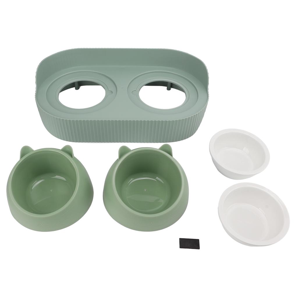 Ceramic Pet Bowl Set Food Grade Anti Splash Double Food Water Bowls for Cats Dogs Kittens and