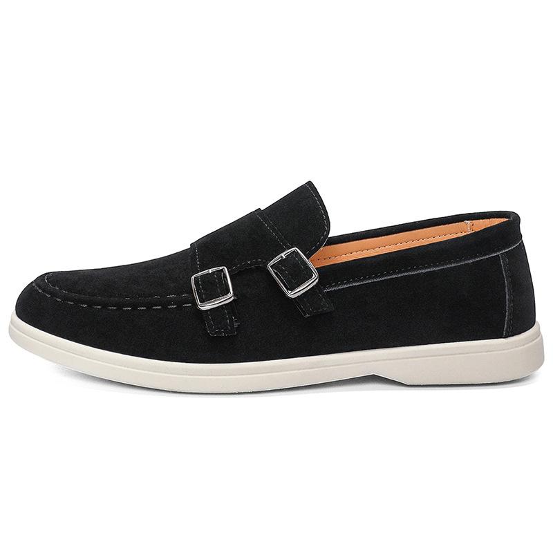 Men's Casual Shoes Suede Loafers Fashion Slip on Leather Shoes Soft Solid Dress Shoes Wedding Flats Business Men Shoe