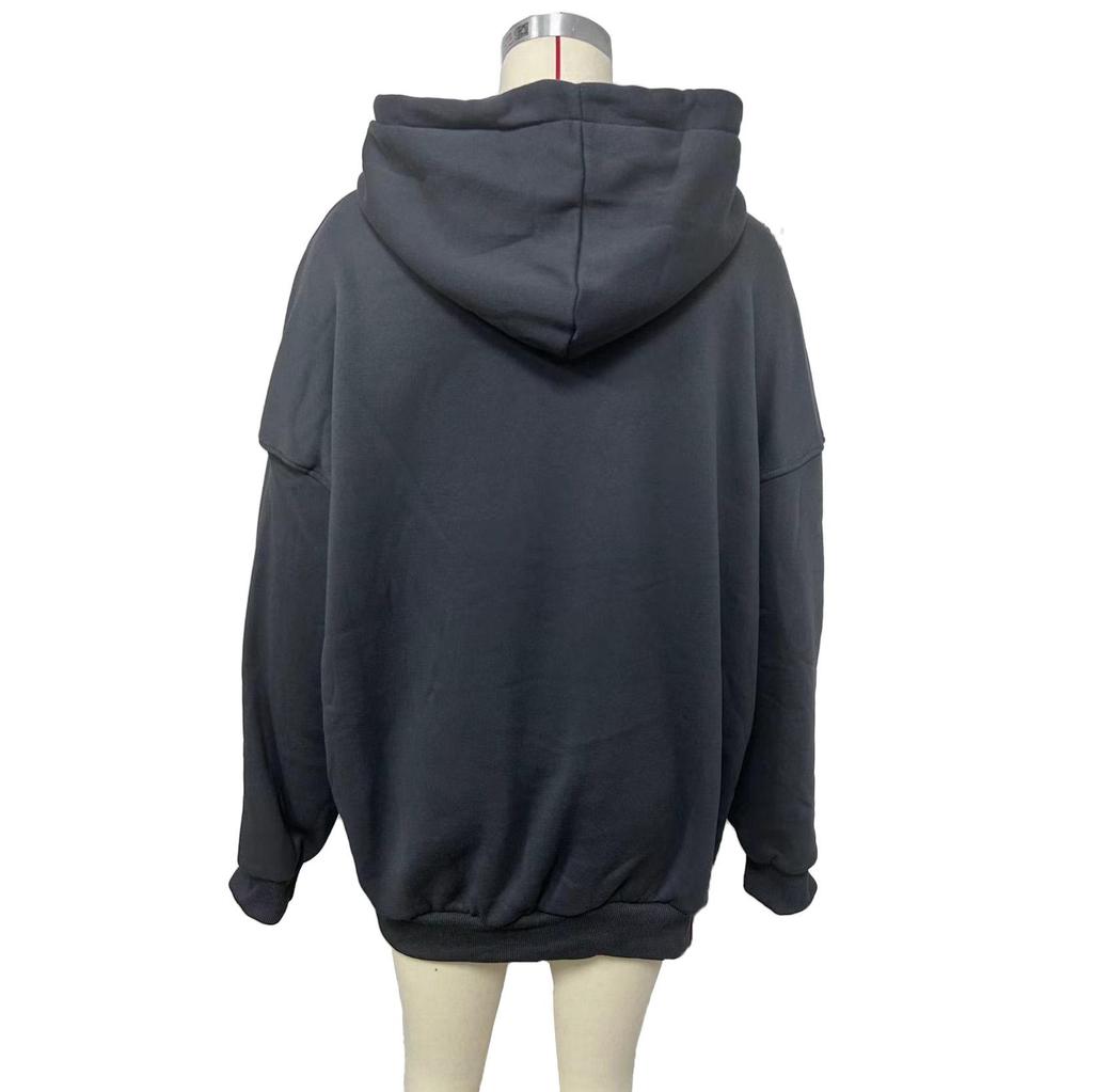 Damen Langarm Kapuzenpullover V-Ausschnitt Lockere Pullover Damen Tops Einfarbig Sweatshirts