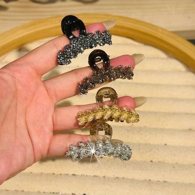 Exquisite Rhinestones Hair Side Clip Glitter Shiny Hair Clip Trendy Headdress  Girls
