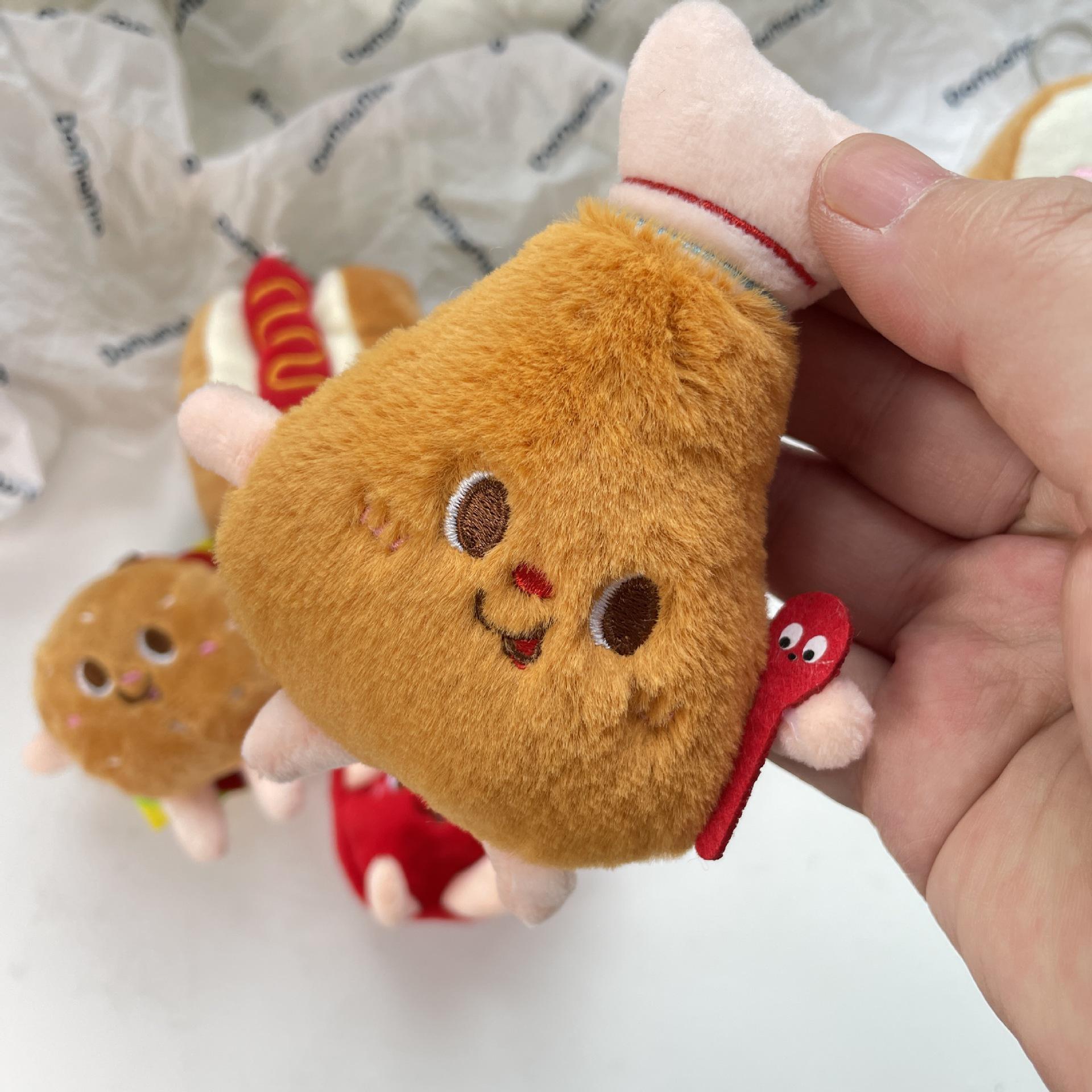 

Cute Cartoon Hamburger & Fries Plush Backpack Pendant Keychain Doll 10cm