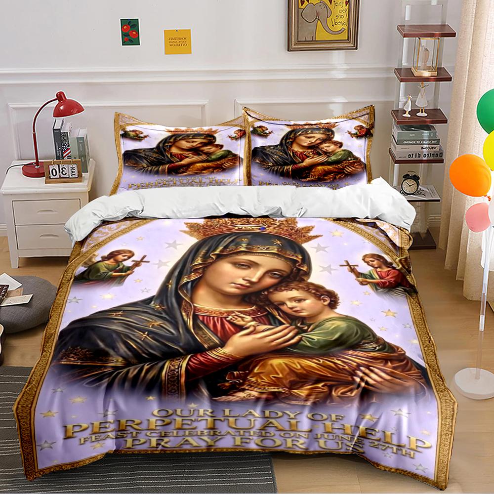 Our Lady of Perpetual Help Bedding Set Bedding set (1 duvet cover, 2 pillowcases, duvet not included) 135x200cm