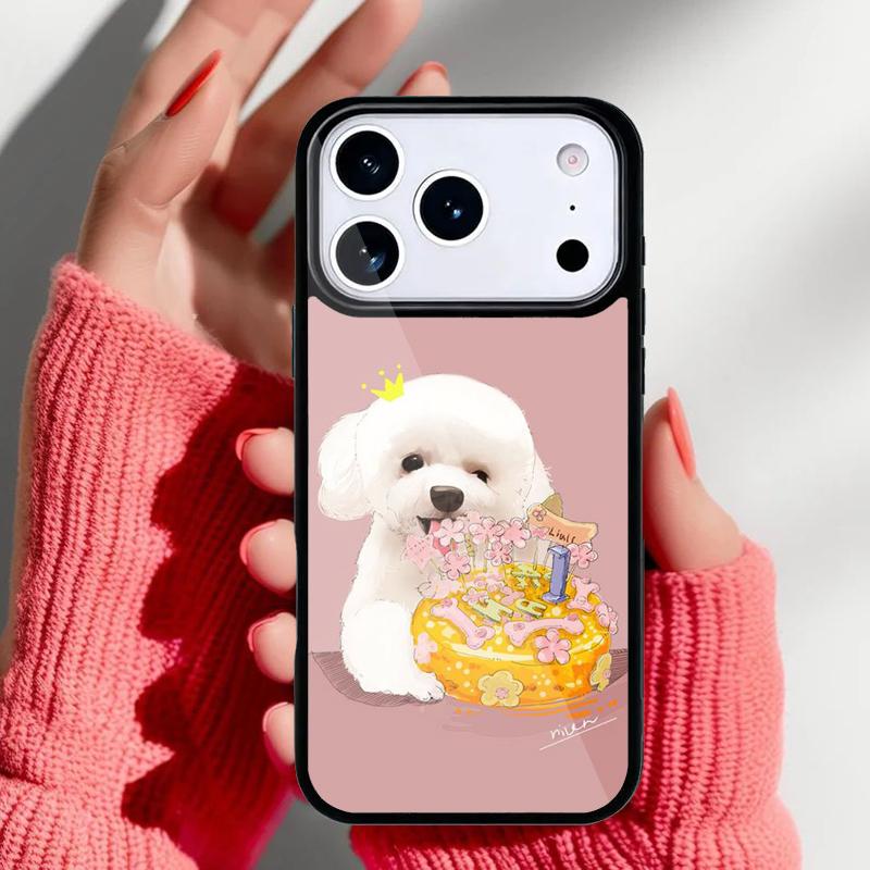 Bichon Frise Dog Puppy soft Phone Case for iPhone 17 16 15 14 13 Pro Max Back Cover for 12 11 Pro Coque