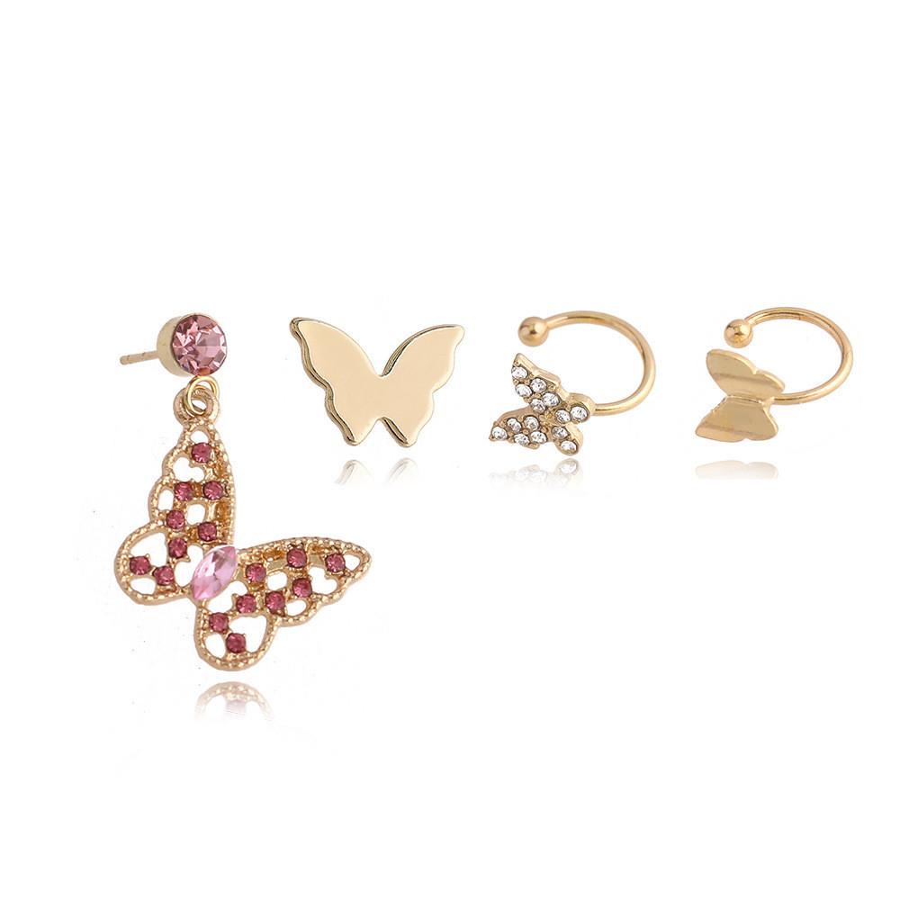 

Шикарные серьги-каффы с бабочками и стразами, креативный новый дизайн, модные аксессуары