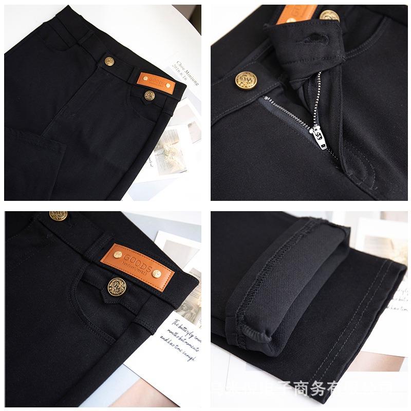 Pipe Pants Women's New Spring and Autumn High Waist Narrow Version Nine-point Black Pants Women's Small Straight Jeans