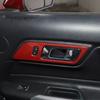 Red Carbon Inner Door Handle Bowl Cover Trim Accessories For Ford Mustang 15-25