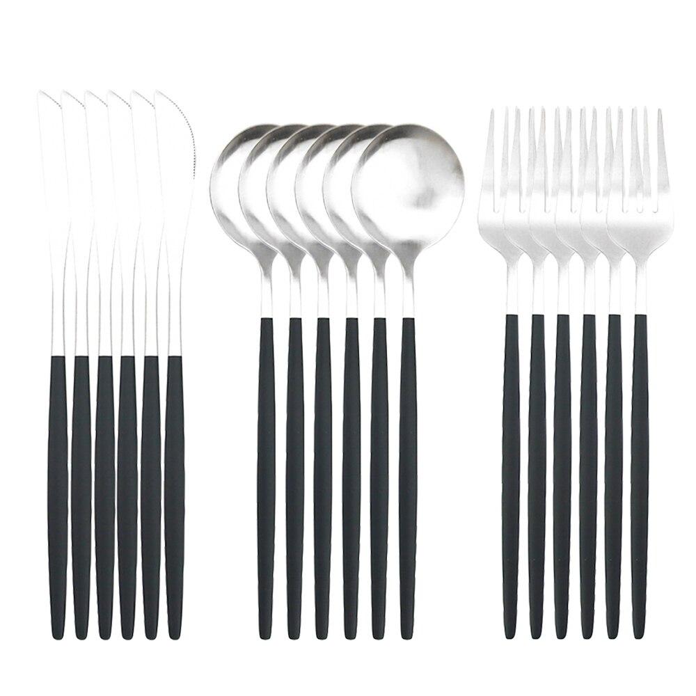18pcs Colorful Cutlery Set Tableware Set Stainless Steel Dinner Knife Fork Spoon Matte Polishing Dinnerware Set
