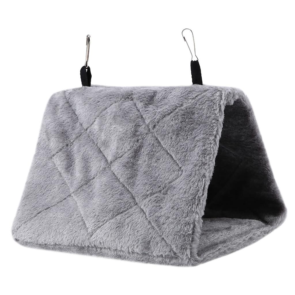 Weiche Plüsch Hängematte Hängen Käfig Zelt Für Vögel Papagei Winter Warme Bett Haustier Spielzeug (Grau M)