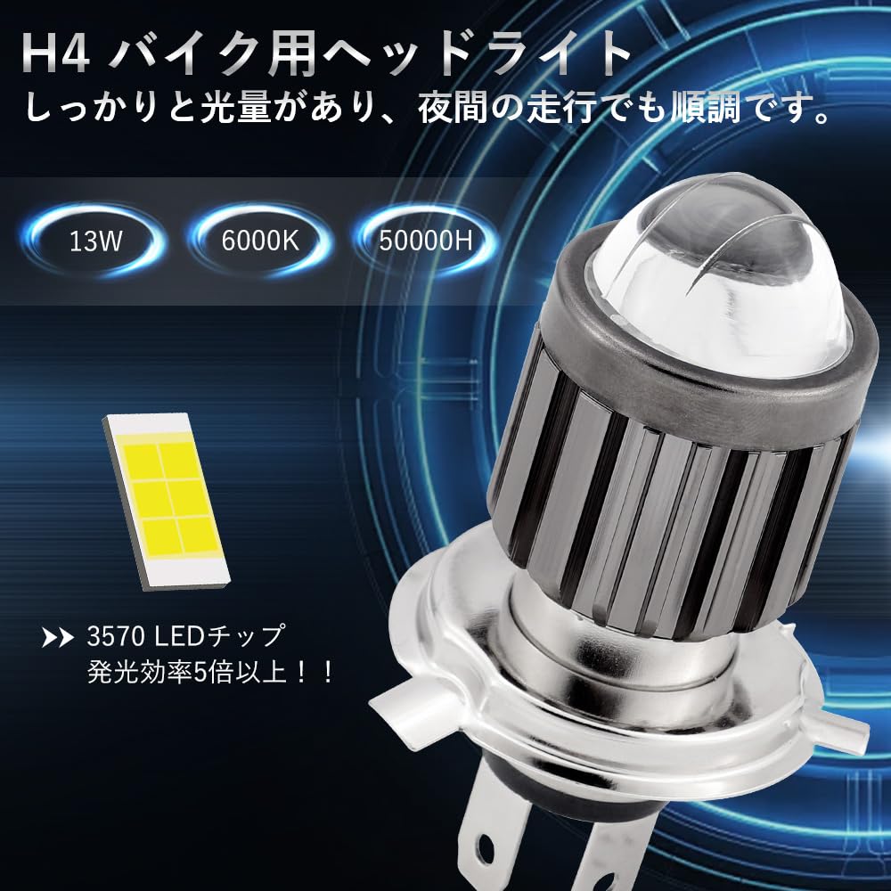 Futwod H4 LED Motorradscheinwerfer, Weiß, HI/LO Umschaltung, Integriert, Linse Leuchtend, Hohe Helligkeit, H4