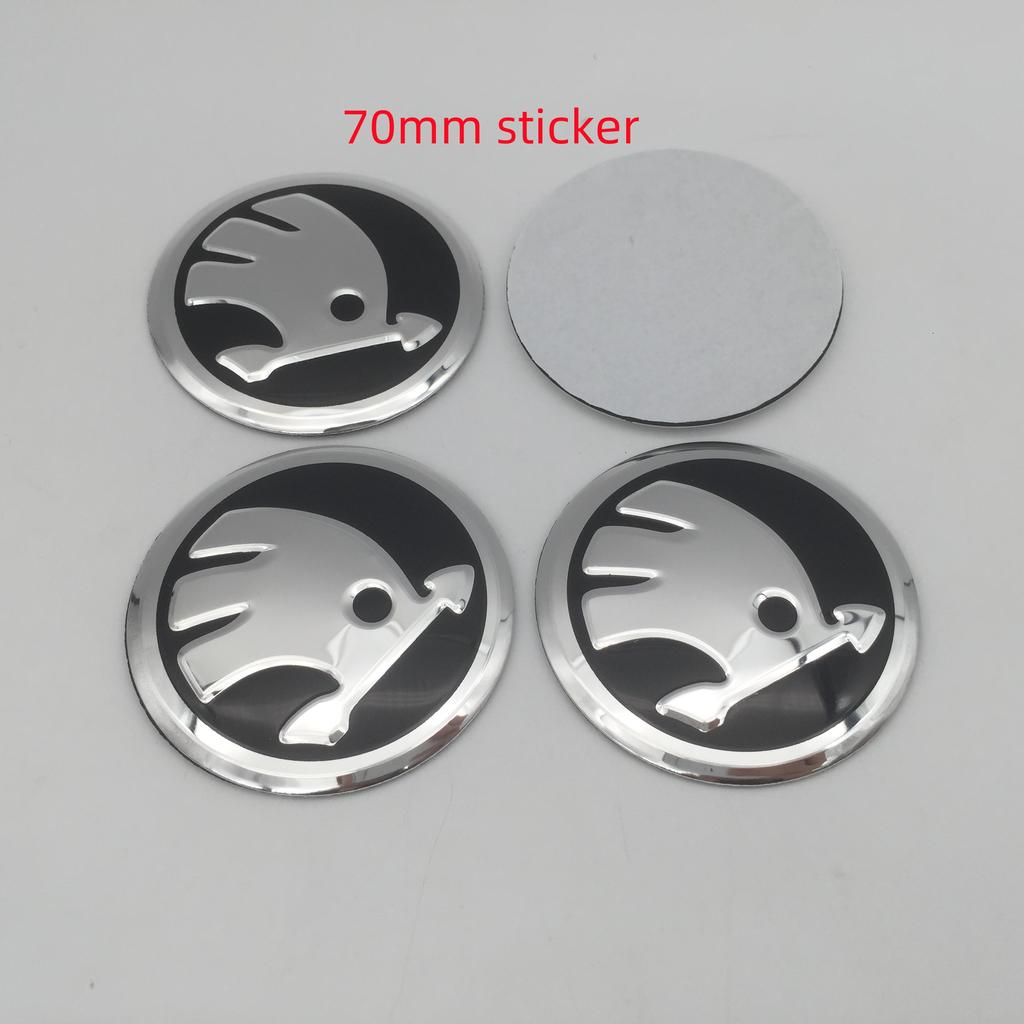 NADH5 4pcs 3D 56mm 60mm 65mm 70mm 75mm For Skoda Car Emblem Wheel Hub Center Cap Badge Covers Sticker Decals Styling Accessories
