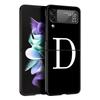 Phone Case For Samsung Galaxy Z Flip 3 4 5 Hard Black Folding PC Luxury For Samsung Z Flip3 Cover Initial Letter A Z Fashion
