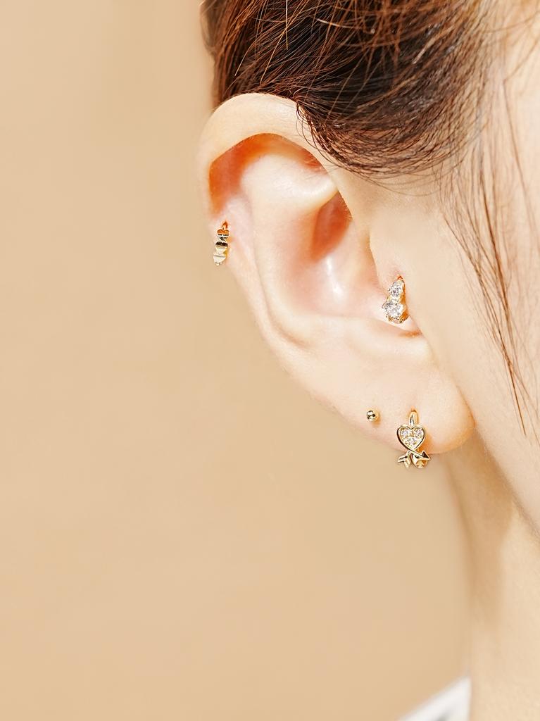 Minimalpiercing 14K Bling One-Touch Ring Earrings Collection