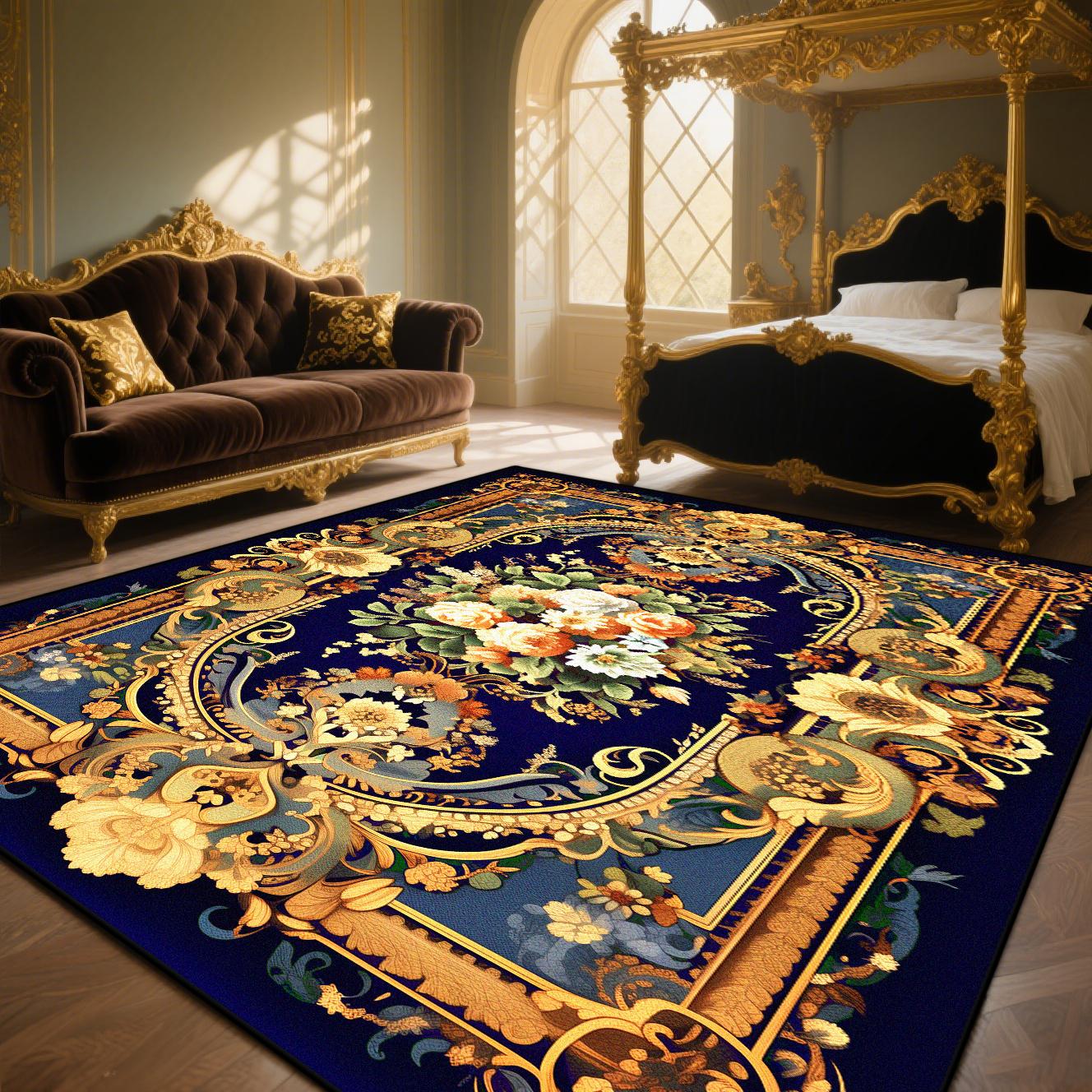 

Европейские классические большие ковры для гостиной, роскошное украшение, прикроватный плюшевый ковер для спальни, коврик для пола с цветочным рисунком для столовой, противоскользящий 140*200cm