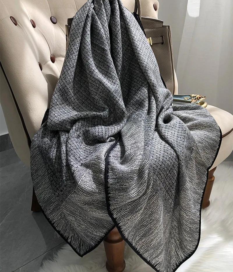 130 CM Silk Wool Scarf Women's Large Square Scarf Silk Scarf New Cashmere Versatile Shawl Thin