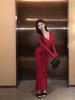 Sexy hot girl V-neck long-sleeve dress, women's spring new slim fit, fashionable hip-hugging mermaid long dress