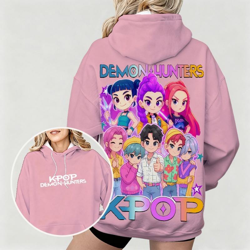 Spring And Autumn KPop Demon Hunters Women's Hoodie Colorful Anime Character Printed Street Wear Kids Fashion Hoodie Sweatshirt