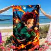 Serviette de Plage Impression Demon Slayer, Serviette de Plage Polyvalente Légère Absorbante pour Piscine Surf Yoga Salle de Bain, Cadeau d'Anniversaire ou de Vacances Parfait