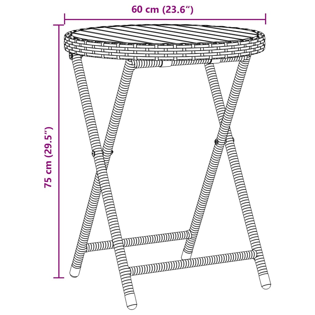 Garden Bistro Set 3 Pcs Grey Poly Rattan