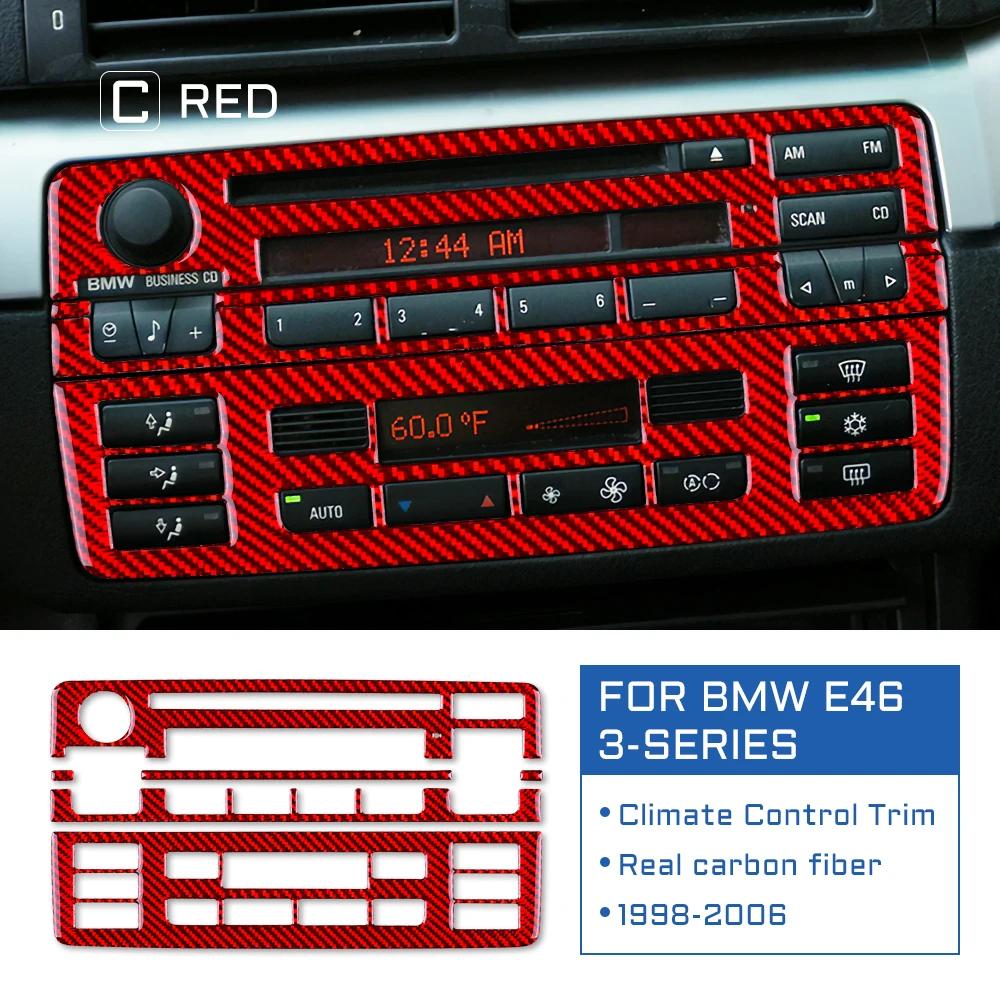 Real Soft Carbon Fiber Center Console Trim for BMW E46 AC & CD Button Panel, Glossy Anti-Scratch Easy tall Upgrade