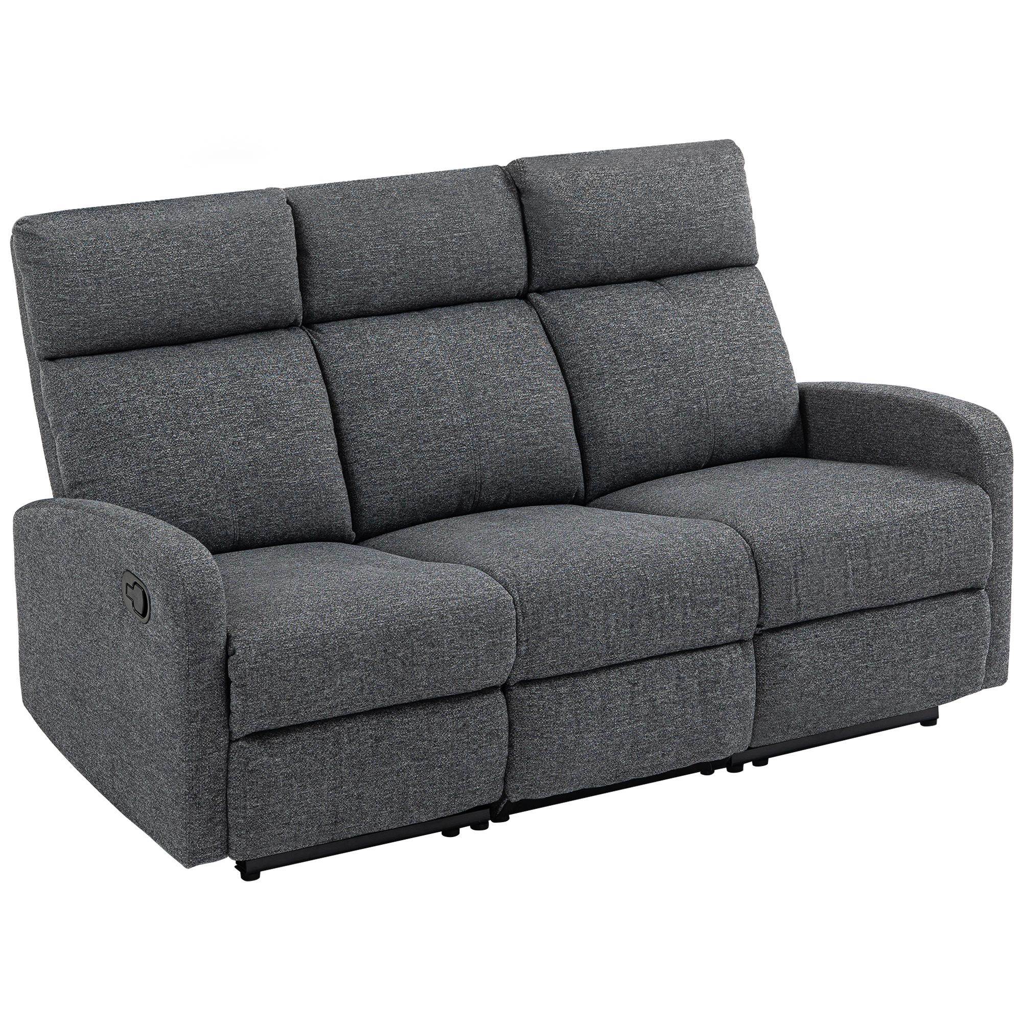 3-Seater Sofa, Individually Adjustable Backrests, Footrest