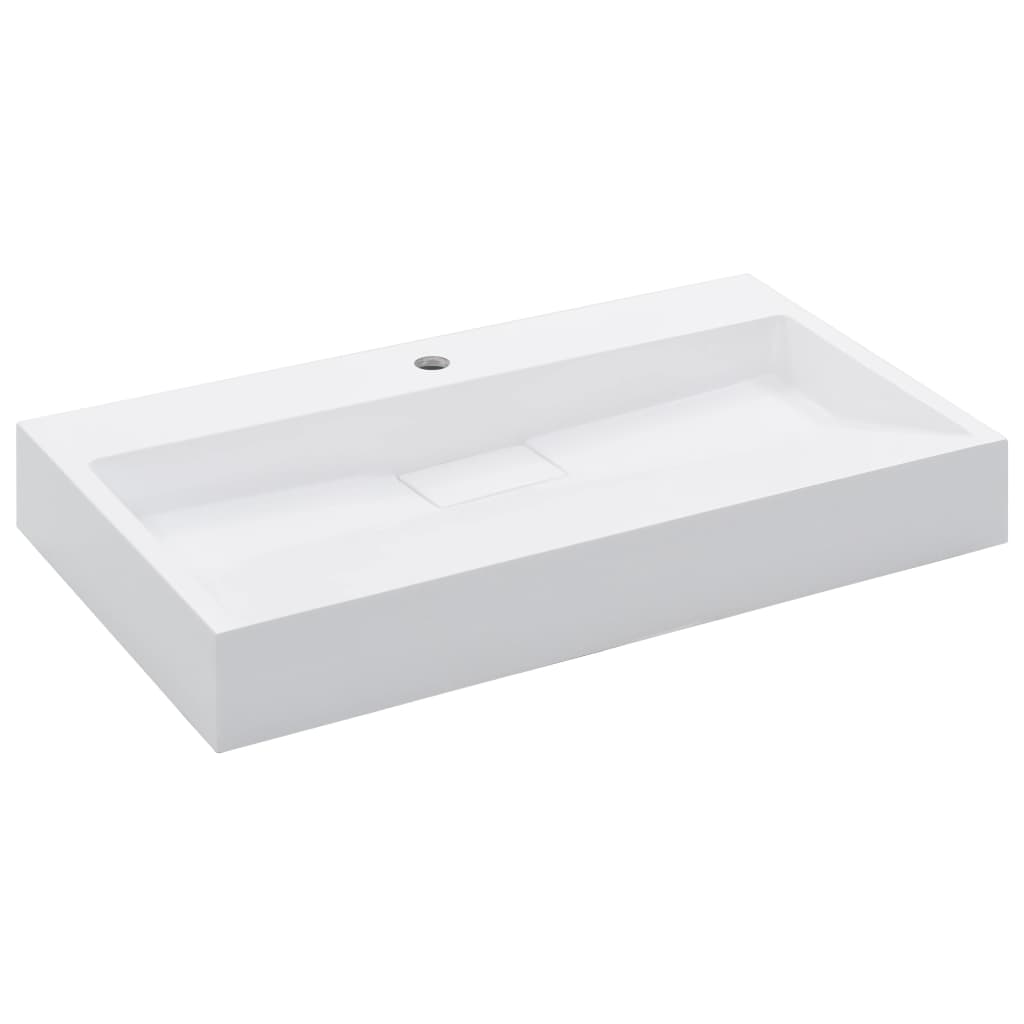 Wash Basin 80 X 46 X 11 Cm Mineral Cast   Marble Cast White