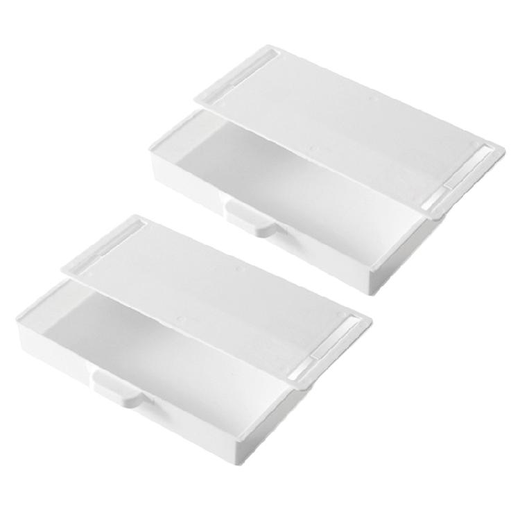 

Set Of 2 Under Desk Organizers Stick On Plastic Storage Boxes For Kitchen Office Home Use Household Organization Tool білий