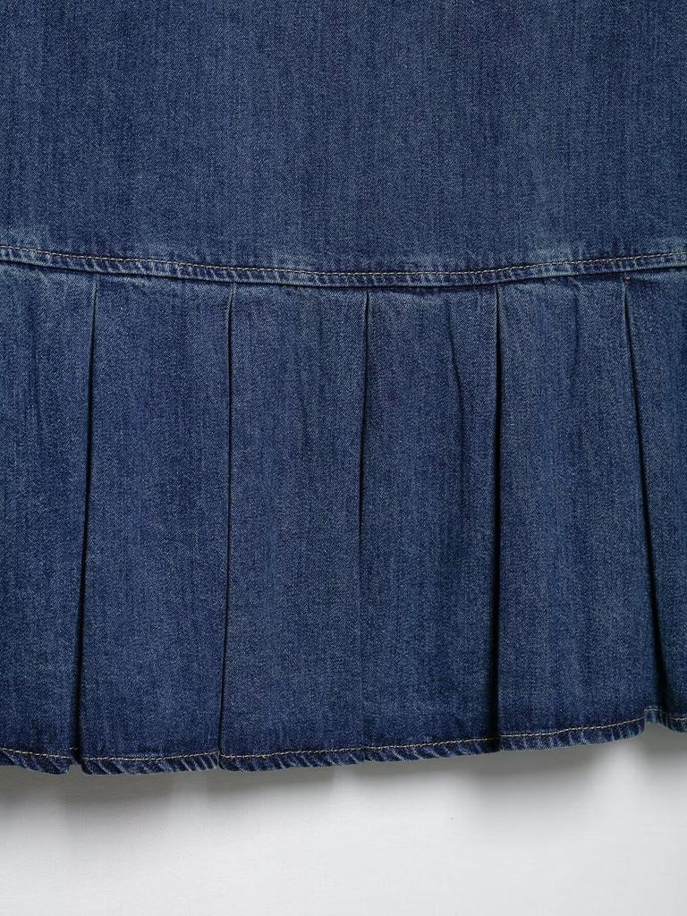 2025 Spring Fashion: European & American Style Women's Pleated Denim Dress