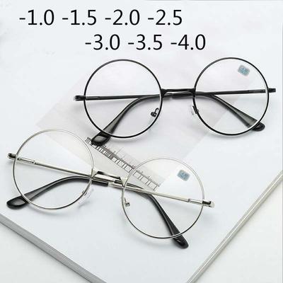 Runde Brille Frau Mann Brille Retro Kurzsichtigkeit Optische Metallrahmen Klare Gläser Schwarz Silber Gold Brille -1.0 -1.5 -2.0 Bis -4.0