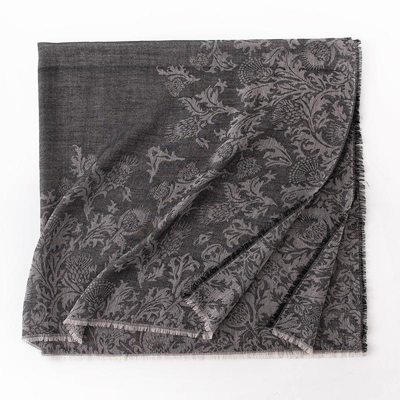 Cashmere Scarf  High end French Retro Cashew Flower Jacquard Large Square Scarf Air Conditioned Room Shawl for Women  Autumn Outerwear