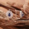 Retro Hollow Pattern Natural Sapphire Stud Earrings Women'S S925 Sterling Silver Colored Jewelry