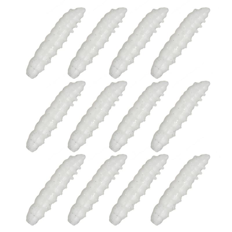 12PCS TPE Bread Worm Fishing Lures with Glow Feature for Freshwater Saltwater Night Fishing Soft Baits
