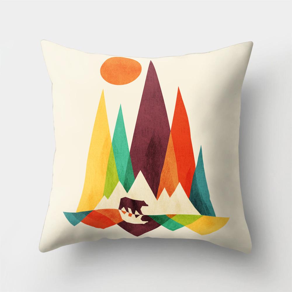 Car Waist Pillow Sofa Pillow Case Cartoon Sunrise Pattern Car Cushion Yiwu Pillow