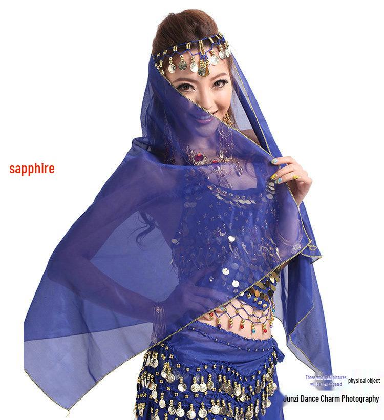 Belly Dance Performance Jewelry Set: Headdress, Veil, Necklace, Earrings, Head Chain, Ring, Bracelet