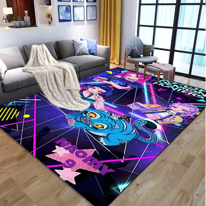 KPop Dämonenjäger Muster Teppich, Innen-/Außenmatte, für Picknick, Spielzimmer, Schlafzimmer, Büro, Wohnzimmer, Heimdeko Teppich, Geburtstagsgeschenk