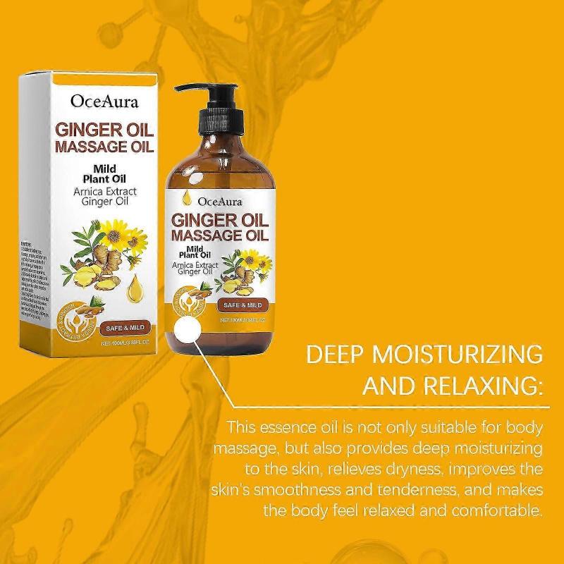 Ginger Oil, Ginger Massage Oil for Lymphatic Drainage, Natural Ginger Oil for Skin, Arnica Oil, Sore Muslce Massage Oil - Warming and Relaxing