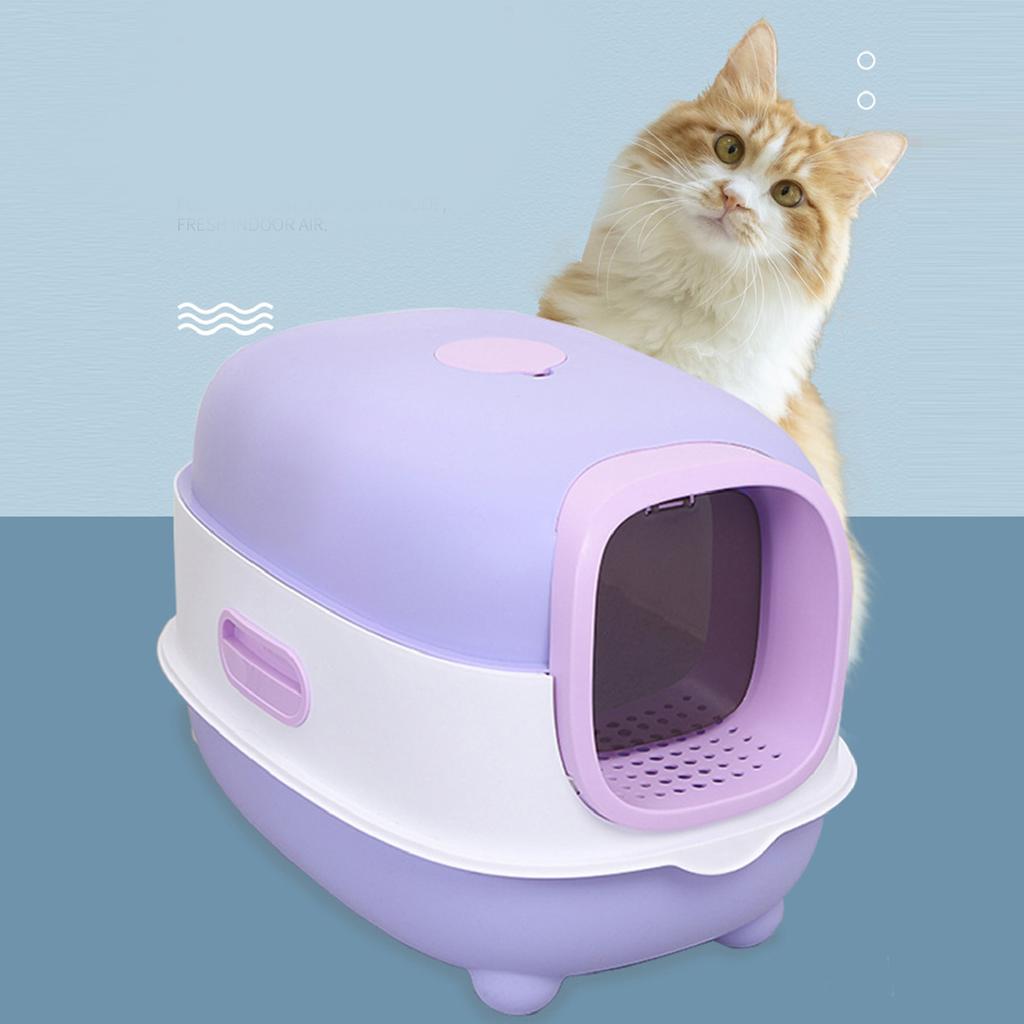 Enclosed Cat Litter Box Extra Large Splash Proof Odor Control Enclosed Cat Pan Cat Toilet Box for